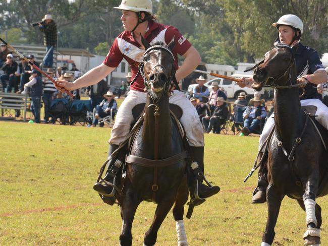 Polocrosse action at the Australian Polocrosse Nationals tournament held in Chinchilla on June 28, 2024.