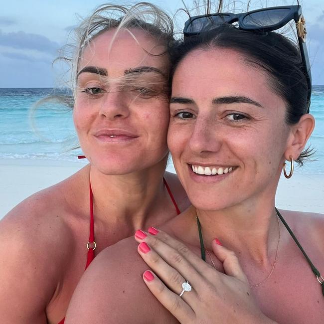 Soccer stars Ellie Carpenter and Danielle van de Donk announced their engagement on Monday. Picture: Instagram.