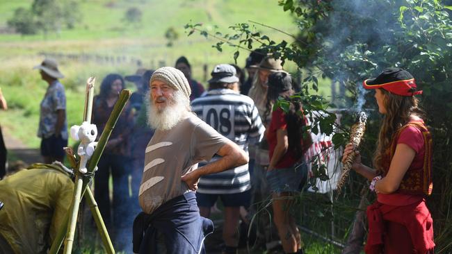 Alan Oshlack with community supporters protesting the North Lismore Plateau development in 2019.