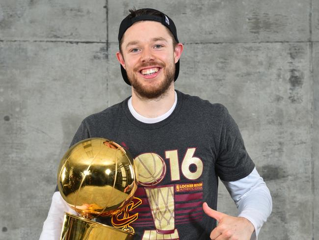 Matthew Dellavedova after winning the 2016 NBA championship with Cleveland. Photo: Jesse D. Garrabrant/NBAE via Getty Images.