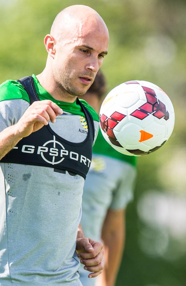 Socceroo Mark Bresciano training at Olympic Park. Picture: Stuart Walmsley