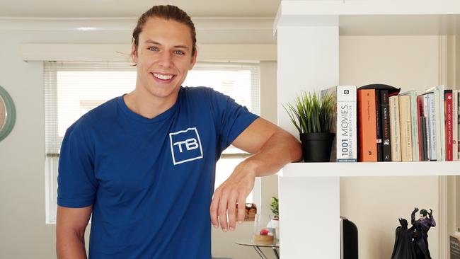 Home and Away actor Matt Little with some of his favourite things at home in Mosman. Pictures: John Fotiadis