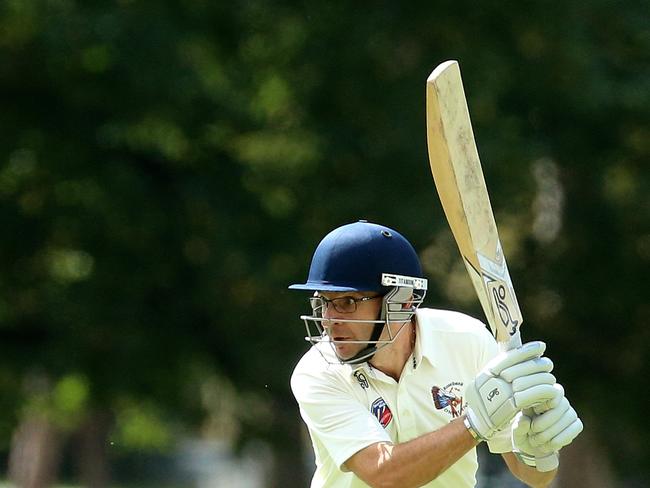 Rosebank batsman Tony Tenuta slashes a ball through the off side. Picture: Hamish Blair