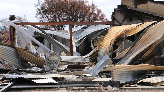 The rubble of the Western Districts Community Sports Club, formerly known as Gosse Hall. Picture: Daniel Clarke