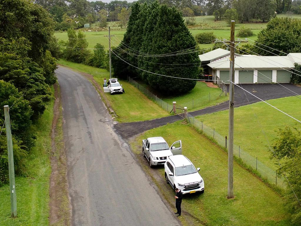 Derriwong Road in Dural near where a caravan was found that apparently contained explosives and antisemitic material. Picture: NewsWire / Damian Shaw