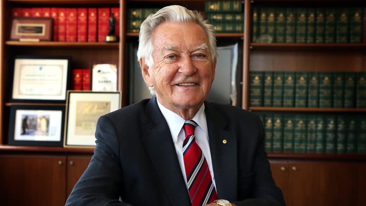 Bob Hawke at his office in Sydney in 2014. Picture: James Croucher