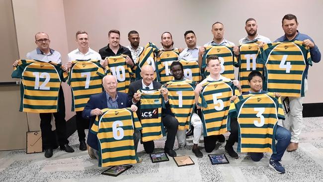 The 2021 Rugby League Ipswich team of the year with Coach of the Year Wayne Finch. Picture: David Lems