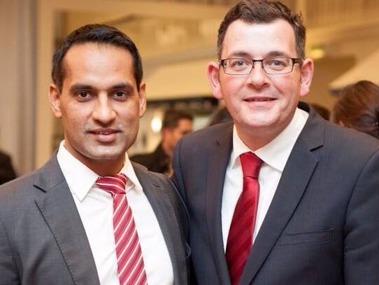 Victorian Labor candidate and former adviser to Premier Daniel Andrews Jasvinder Sidhu is under investigation by Consumer Affairs Victoria, after allegations he used his charity to pay for branch memberships. Pictured is Jasvinder Sidhu with Daniel Andrews. Supplied Facebook