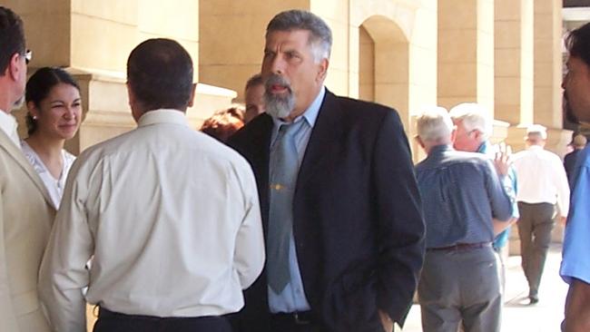 Leo with supporters outside the Supreme Court in Adelaide, prior to SA Police raiding the cult’s properties.