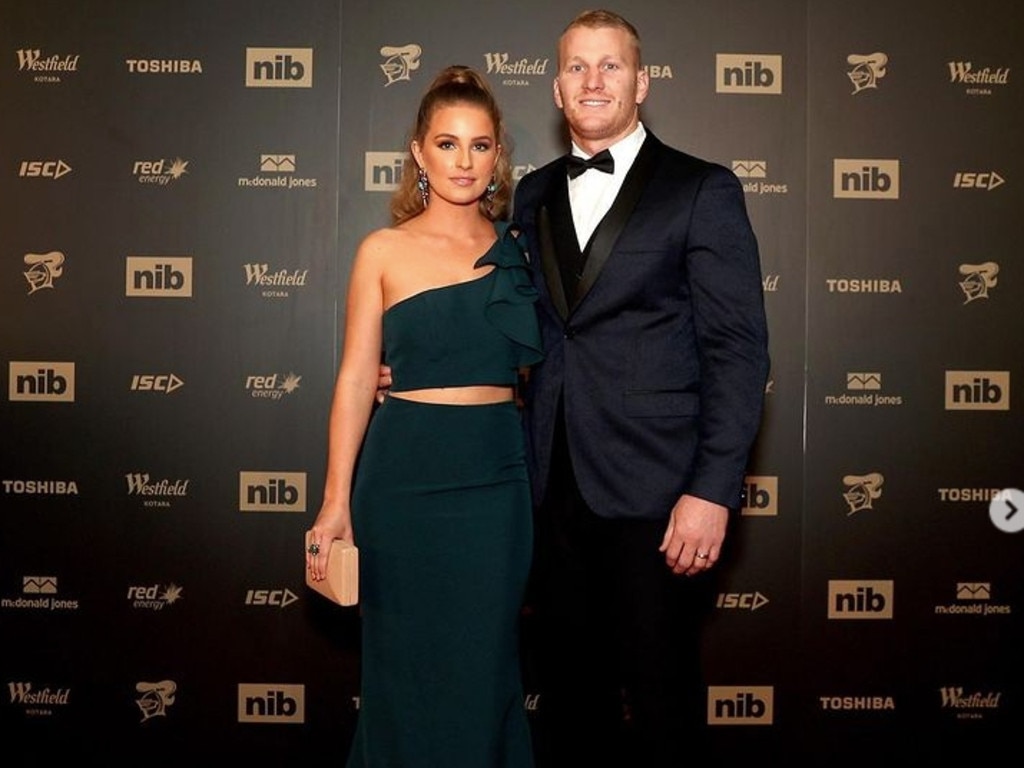 Newcastle Knights Mitch Barnett and wife Clare Barnett. Credit: Instagram