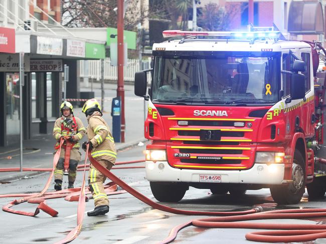 Overnight fire at the Brunswick Hotel in Liverpool Street Hobart. Picture: Nikki Davis-Jones