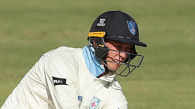 SYDNEY, AUSTRALIA - FEBRUARY 24: Matthew Gilkes of the Blues bats during day one of the Sheffield Shield match between New South Wales and South Australia at Bankstown Oval on February 24, 2020 in Sydney, Australia. (Photo by Mark Metcalfe/Getty Images)