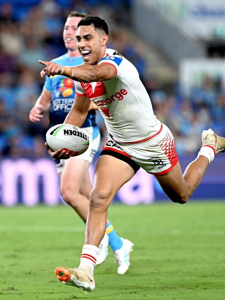 Tyrell Sloane scored a hat-trick for the Dragons. Photo by Bradley Kanaris/Getty Images