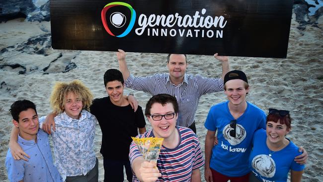 (Left) Sean Phillips, Mackenzie Reardon, Hamish Caulfield, Harry Thompson (centre front), Jack Smith and Issy McSwain particpated in the Generation Innovation Challenge in 2015. Picture: Iain Curry