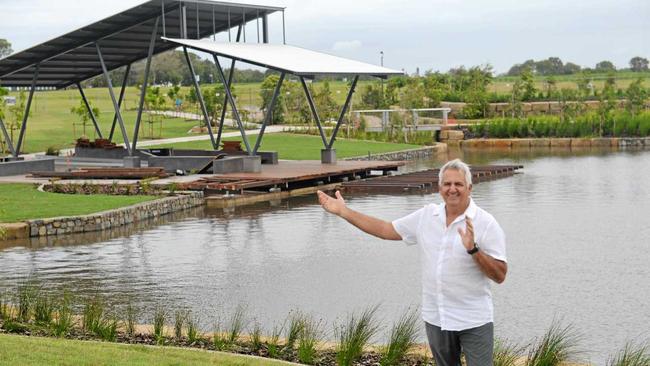 Vic Vassallo at the artificial lake at the residential Shoal Point Waters development. Picture: Zizi Averill