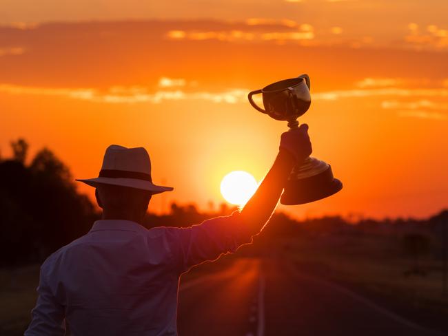 The Emirates Melbourne Cup enjoys a glorious sunset in Longreach, Queensland.