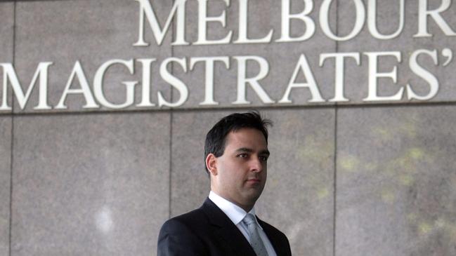 Victorian Labor senior election campaign officer, George Droutsas, outside the Magistrates Court in Melbourne.