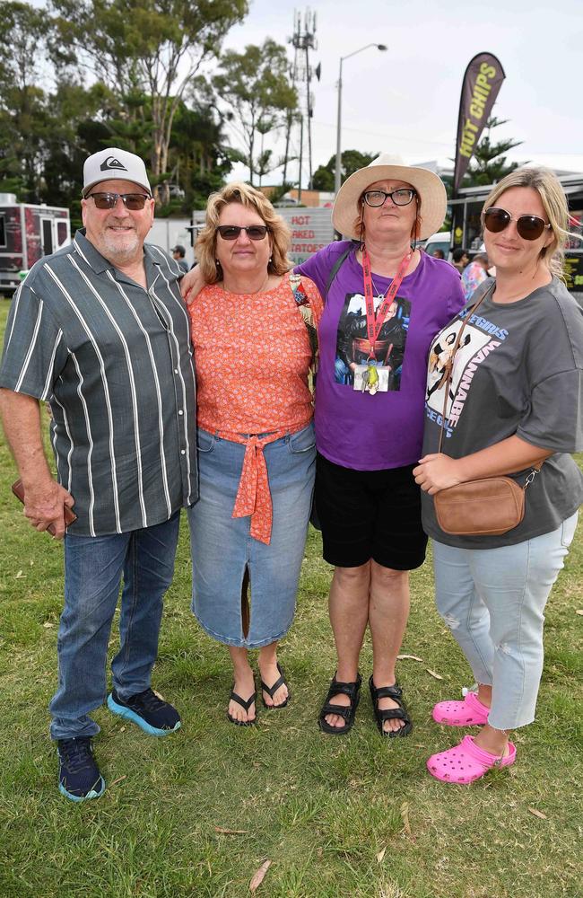 Peter and Jean Foss with Donna Murnane and Shantelle Hendren at Sounds of Rock 2024 in Hervey Bay. Picture: Patrick Woods.