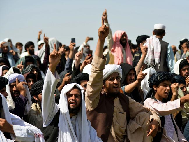 Taliban supporters gather to celebrate the US withdrawal of all its troops out of Afghanistan, in Kandahar on September 1, 2021. Picture: JAVED TANVEER / AFP