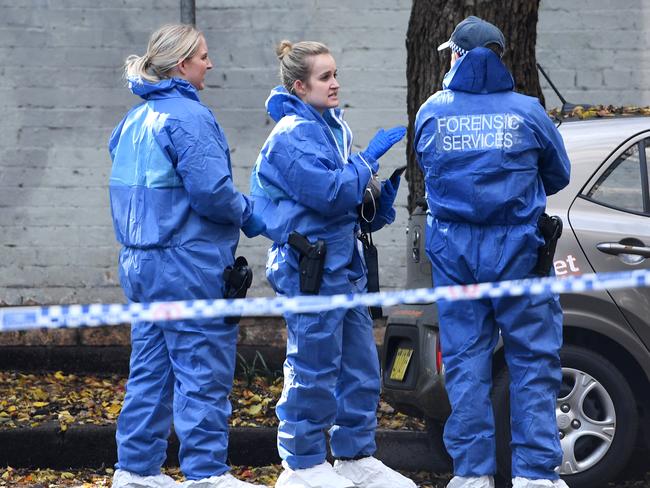 6/7/19 Police investigate the scene of a stabbing in Chippendale, Sydney.  Tracey Nearmy/Sunday Telegraph