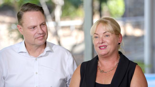 Lord Mayor Adrian Schrinner with Krista Adams in January. Picture: Steve Pohlner