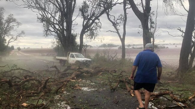 The aftermath of the storm between Kingaroy and Nanango. Picture: Kelly Randall