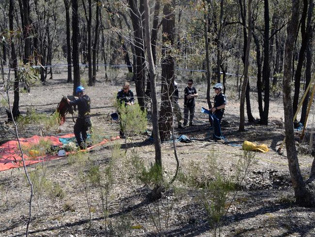 Police at Kangaroo Flat where Ms Quinlan’s body was found. Picture Daryl Pinder