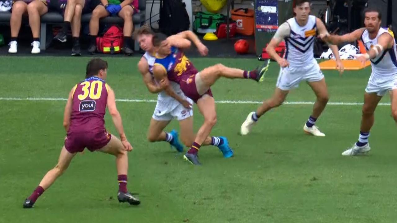 Matt Johnson is in trouble for this tackle.