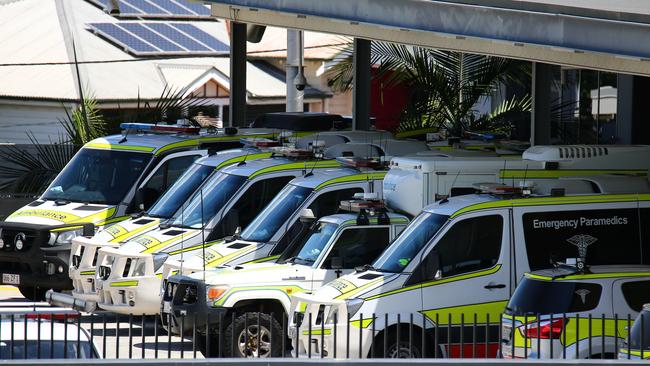 Ambulances outside the Princess Alexandra Hospital. Picture: David Clark