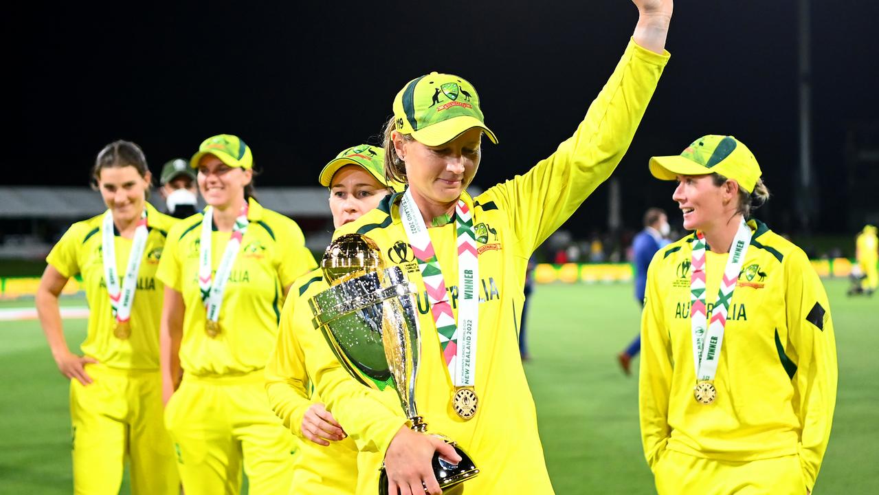 Meg Lanning hasn’t let the World Cup go since Sunday. Picture: Hannah Peters/Getty Images)