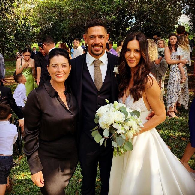 Newcastle Knights centre Dane and Kelly Gagai celebrate their wedding at Byron Bay. Picture: Instagram