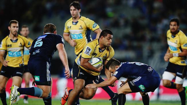 Scott Sio of the Brumbies charges forward at Eden Park.
