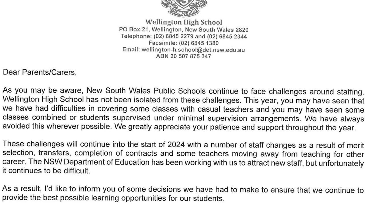 Wellington High School: Letter sent to parents announces class cuts ...