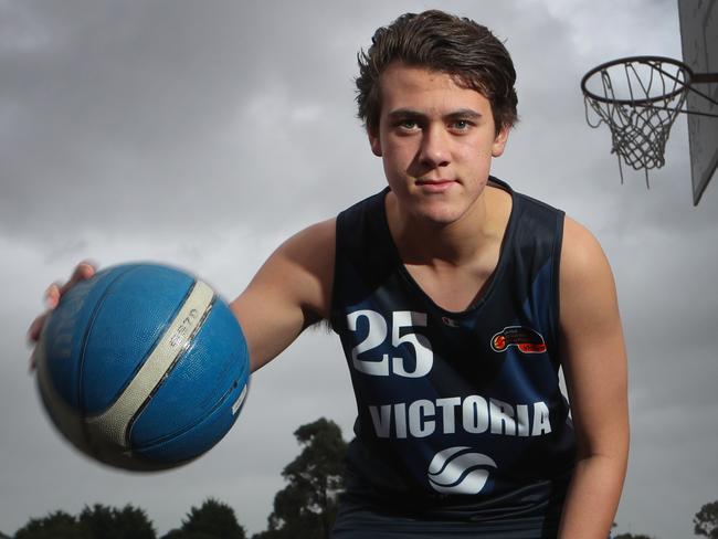 Young basketball champ Jye Moli, selected for Selected to represent Victorian Metro Under 16 Basketball team at the Junior Championships. Friday, May 11. 2018. Picture: David Crosling