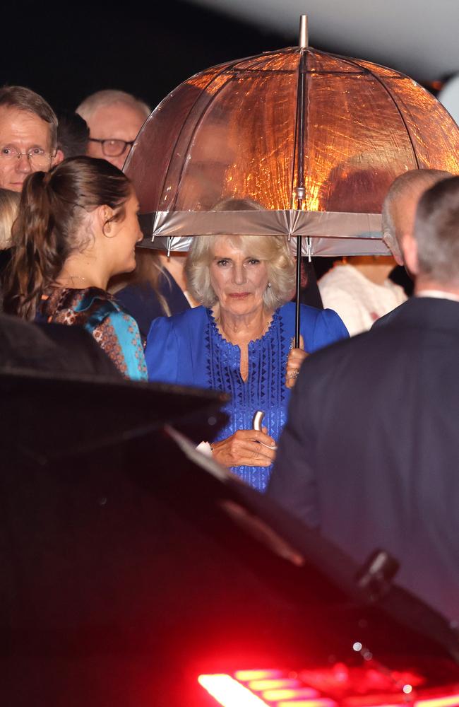 Queen Camilla arrives at Sydney Airport for their official welcome. Picture: Chris Jackson/Getty