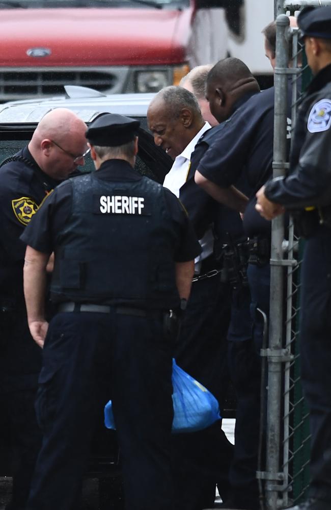Cosby is taken into custody after he was sentenced on three counts of indecent assault and branded a ‘sexually violent predator’. Picture: by Brendan Smialowski / AFP