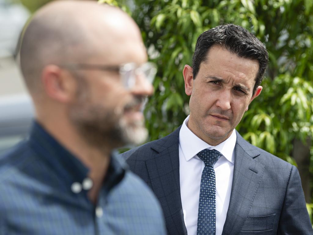 Queensland Premier David Crisafulli and Treasurer David Janetzki. Picture: Kevin Farmer