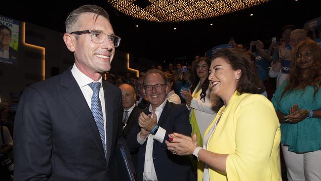 The NSW Premier announced the future fund account at the Liberal Party campaign launch on Sunday. Picture: NewsWire/ Monique Harmer