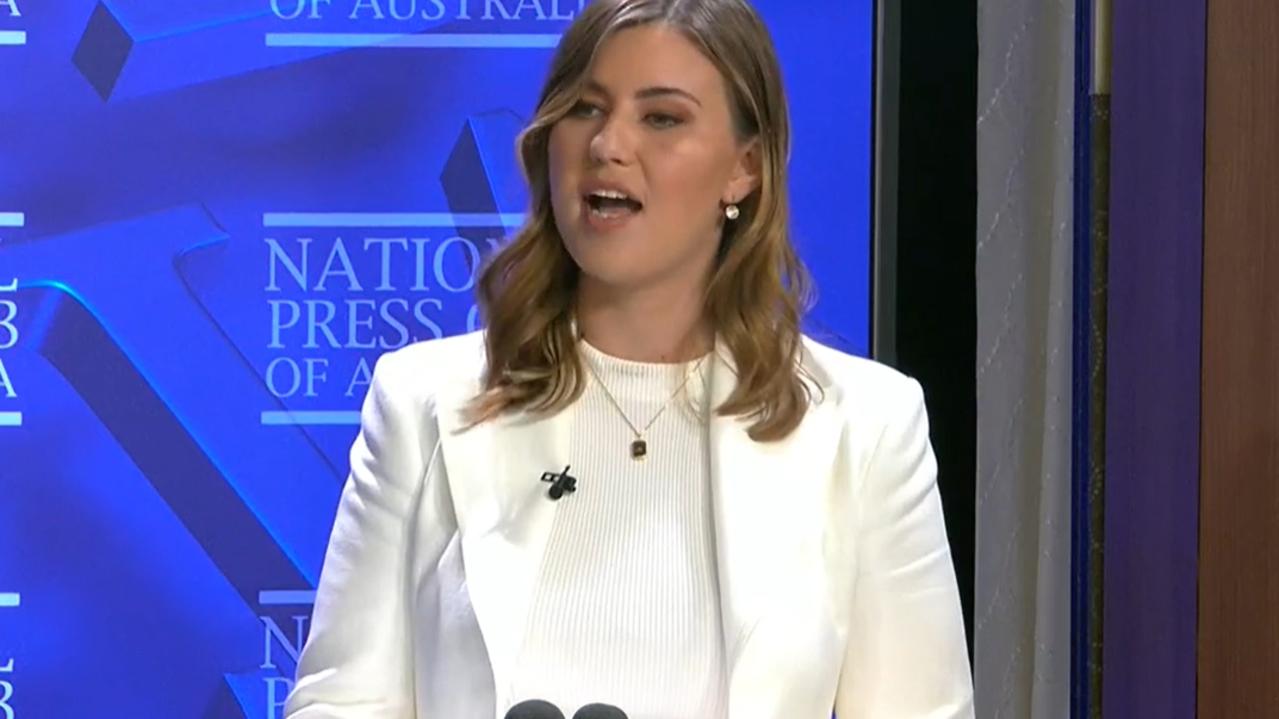 Brittany Higgins speaking at the National Press Club. Picture: ABC