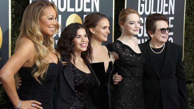 Mariah Carey, America Ferrera, Natalie Portman, Emma Stone and Billie Jean King. Picture: Getty Images