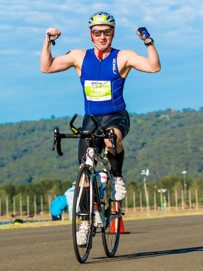 Age group competitor in the IRONMAN Western Sydney 70.3. (JGRimages)