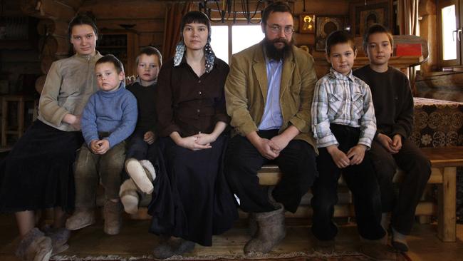 The Sterligov family, with German fifth from left, in the village of Nizhnevasilyevskoye, northwest of Moscow in 2008. Picture: AP Photo/Misha Japaridze)