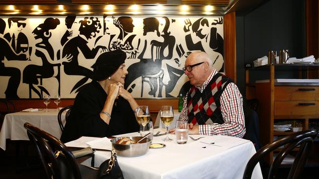 Lunch with Leo. Leo Schofield lunching with Maggie Tabberer at Bistro Moncur in Woollahra. Picture: John Appleyard