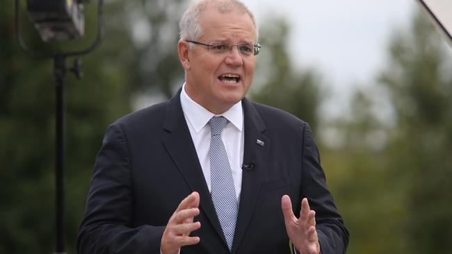 Scott Morrison speaks to reporters in Western Sydney. Picture: Gary Ramage