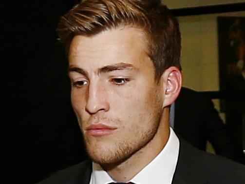 AFL Tribunal. Melbournes Jack Viney leaves the tribunal with player advocate Iain Findlay after Viney was found guilty of rough conduct and suspended for 2 weeks . Pic: Michael Klein. Tuesday May 6, 2014.