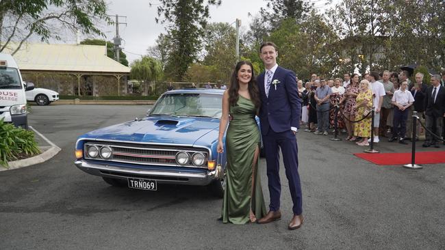 Students arriving in style for the 2024 Glasshouse Christian College formal at Flaxton Gardens.