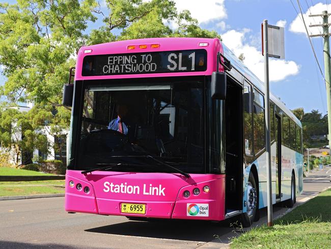 One of the Station Link buses which will replace trains during the Epping to Chatswood rail shutdown