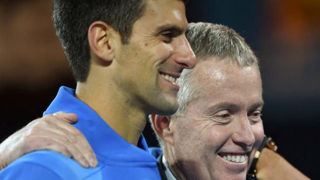 Novak Djokovic with tournament director Craig Tiley