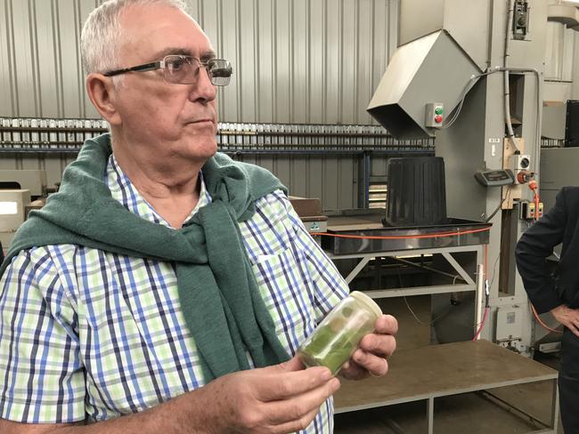 Green tea co-operative secretary Jeff Thompson with premium grade matcha green tea from Kunitaro Green Tea. Picture: Cathy Stubbs.