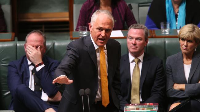 Malcolm Turnbull makes a point in question time. Picture: Kym Smith